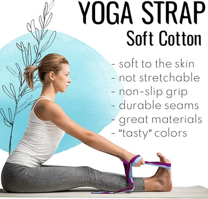 TECEUM Yoga Strap & Mat Strap – 2 IN 1 – Cotton – 6 ft 8 ft 10 ft (30+ colors) – Adjustable
