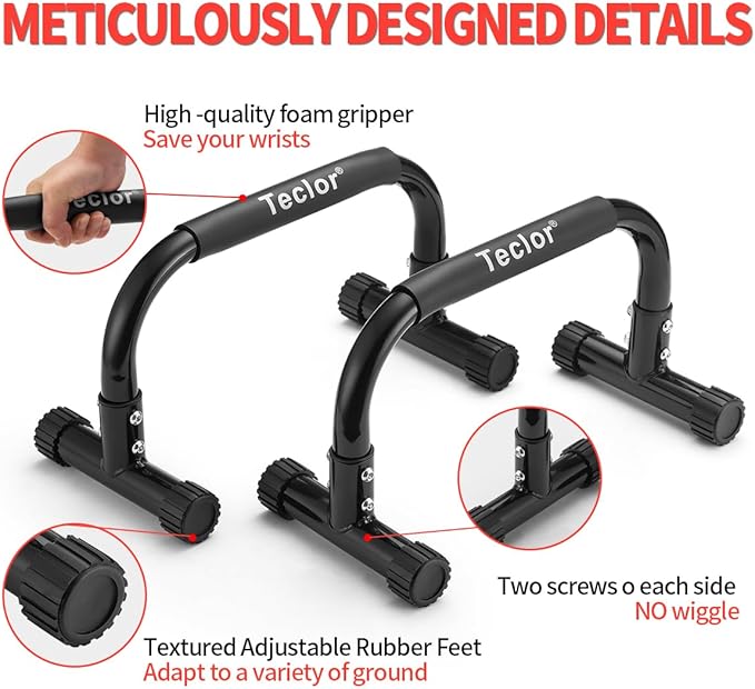 Push Up Bar, Parallettes Bars For L-sit & Dip, Heavy-Duty No Wobbling Parallel Bars Stand For