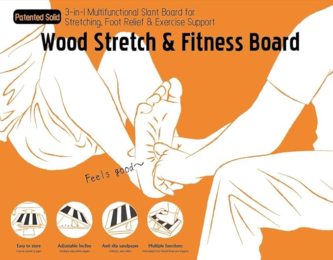 KIJO Studio Professional Wooden Calf Stretcher Slant Board 500 lbs Weight Capacity 16-Angle