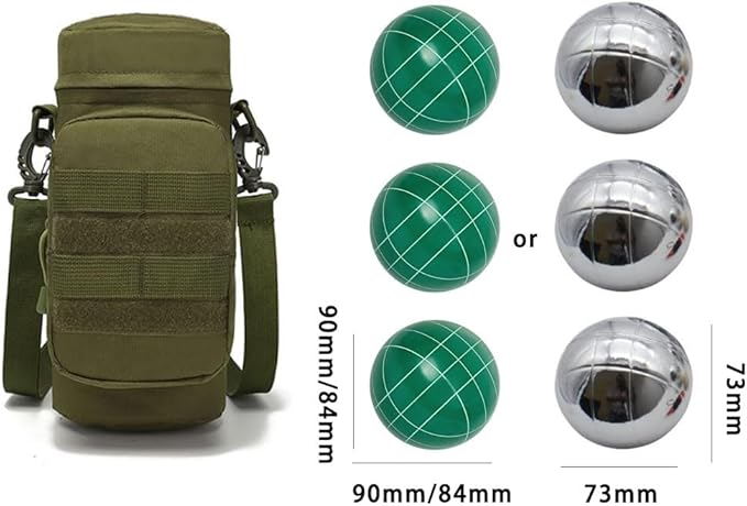 Bocce Ball Bag for 90mm 84mm 73mm 3 Bocce Game,Multifunctional, Zip Design, Powerful. Size: 27 x 12