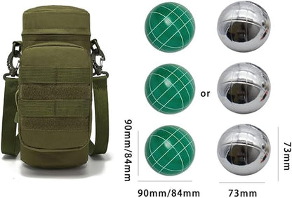 Bocce Ball Bag for 90mm 84mm 73mm 3 Bocce Game,Multifunctional, Zip Design, Powerful. Size: 27 x 12