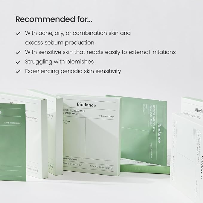 BIODANCE Refreshing Sea kelp Real Deep Mask, Overnight Hydrogel Mask, Calming, Oil & Sebum Control