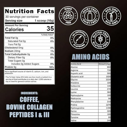 Premium Collagen for Men, Infused with Instant Coffee, Bone, Joint & Muscle Formula, Recovery