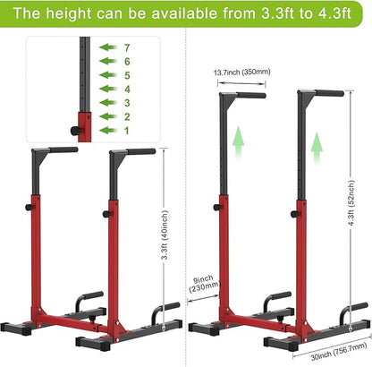 SELEWARE Heavy Duty Dip Bar, Adjustable Width & Height Dip Station Home Gym Fitness Equipment