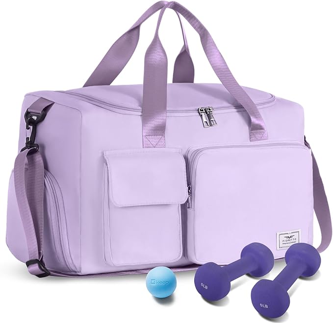 FIORETTO Women's Gym Duffle Bag with Shoes Compartment, 37L Capacity, Ideal for Travel, Gym