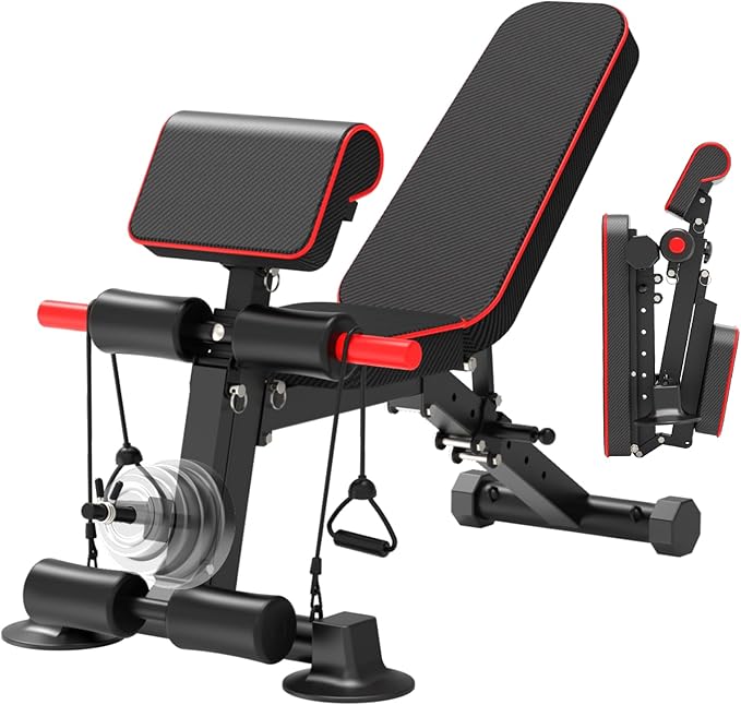 Adjustable Weight Bench,Utility Workout Bench Foldable Incline Decline Benches for Home Gym Full
