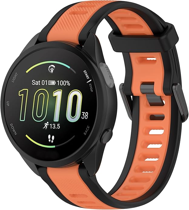Compatible with Garmin Forerunner 165 Watch Band, 20mm Width Silicone Replacement Bands for Garmin