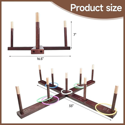 Ring Toss Game Outdoor - 33" Extra Large Outdoor Games for Adults and Family, Beechwood Giant