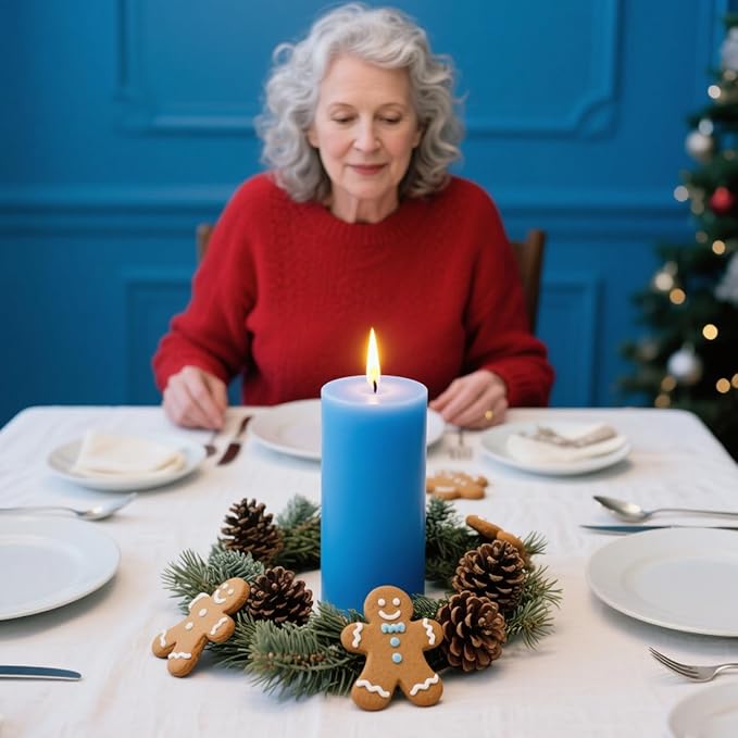Set of 3 Different Size Light Blue Pillar Candles, Unscented Dripless 2.75x3, 2.75x4, 2.75x6 Inch