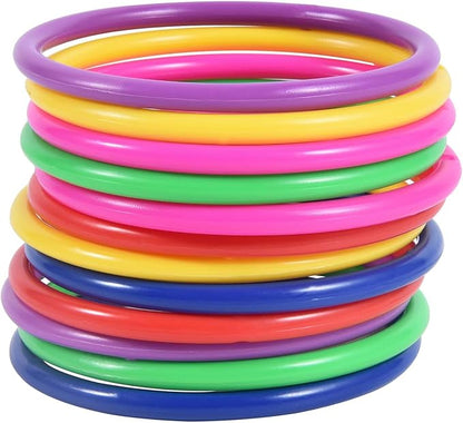 OBTANIM 12 Pcs Plastic 3 Inch Ring Toss Game for Kids and Outdoor Toss Rings for Speed and Agility