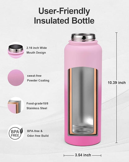 40oz Insulated Water Bottle,Stainless Steel Vacuum Water Bottle, BPA-Free & Leakproof -with