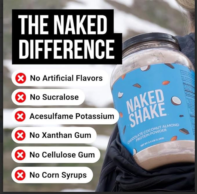 Naked Shake - Chocolate Coconut Almond Protein Powder - Flavored Plant Based Protein from US &
