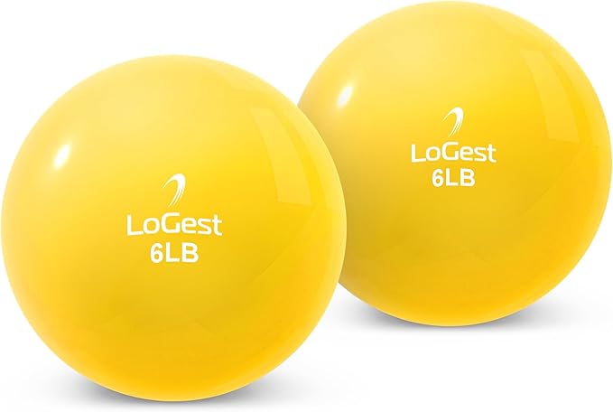 Logest Weighted Toning Exercise Balls Pair - Round Shape Medicine Ball - 1LB 2LB 3LB 4LB 5LB 6LB