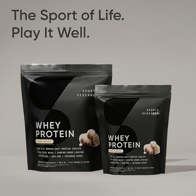 Sports Research Whey Protein Isolate - Sports Nutrition Protein Powder 25g per Serving - 2.1lb Bag