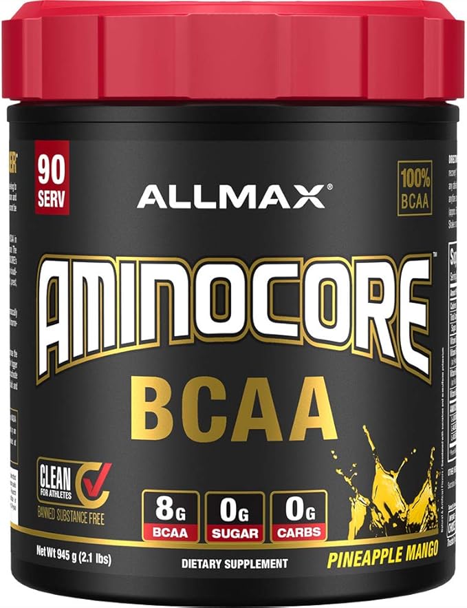 ALLMAX Nutrition AMINOCORE BCAA, Pineapple Mango - 945 g Powder - 8.18 Grams of Branched Chain Amin