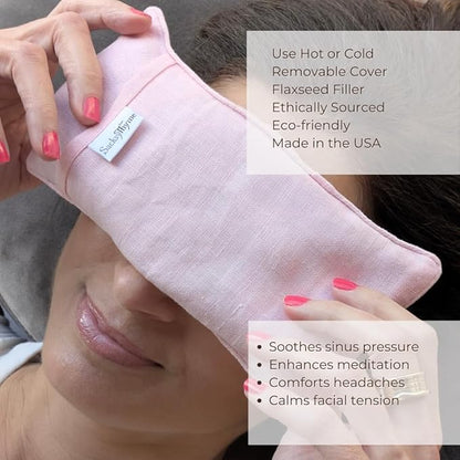 Organic Linen Eye Pillow - Lavender & Flaxseed for Relaxation, Yoga, Stress Relief - Microwavable