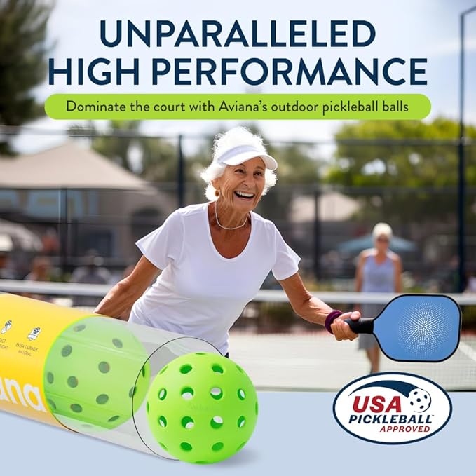 Aviana Outdoor Pickleball Balls - USAPA Approved for Tournament Play | Durable 40-Hole Design |