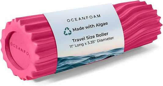 Oceanfoam Ripple Travel Foam Roller (11" x 3.35") Firm Mini Foam Roller for Physical Therapy, Deep