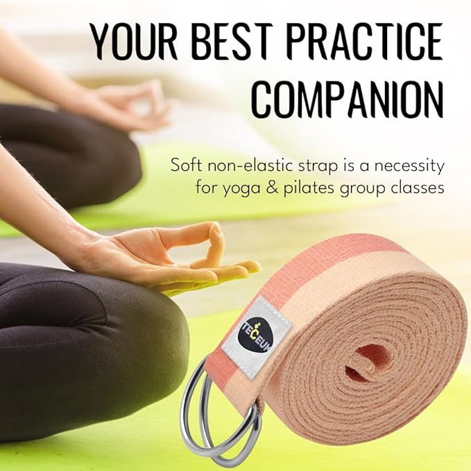 TECEUM Yoga Strap & Mat Strap – 2 IN 1 – Cotton – 6 ft 8 ft 10 ft (30+ colors) – Adjustable