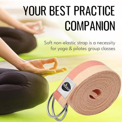 TECEUM Yoga Strap & Mat Strap – 2 IN 1 – Cotton – 6 ft 8 ft 10 ft (30+ colors) – Adjustable