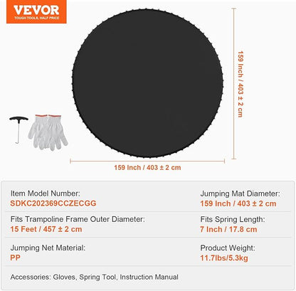 VEVOR Replacement Trampoline Mat, Universal Jumping Round Trampoline, Reinforce UV-Resistant Mat