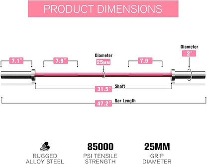 RITFIT Olympic Barbell 4ft/4.8ft/6ft - 2 Inch Weight Bar for Strength Training, Weightlifting