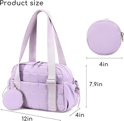 CAMTOP Mini Gym Bag for Women, Small Gym Tote Bag Puffy Quilted Sports Duffel Bag with Wet