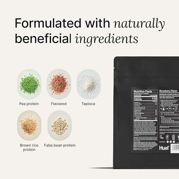 Huel Vegan Protein Powder | Strawberry | Complete Nutrition | 20g Protein Powder | 100% Plant-Based