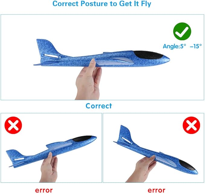 BooTaa 4 Pack Airplane/Flying Toys, 17.5" Large Throwing Foam Plane/Gliders, 2 Flight Mode