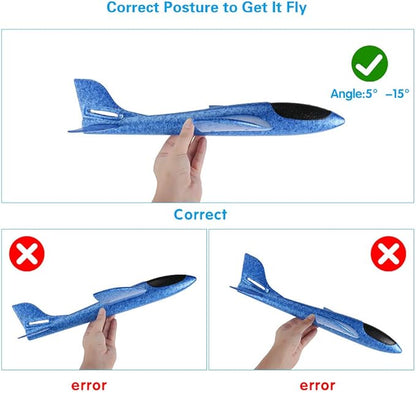 BooTaa 4 Pack Airplane/Flying Toys, 17.5" Large Throwing Foam Plane/Gliders, 2 Flight Mode