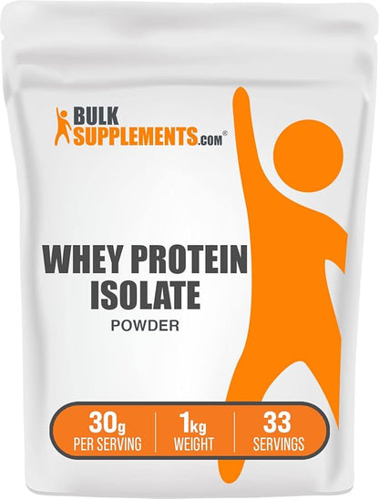 BulkSupplements.com Whey Protein Isolate Powder - Whey Protein Powder, Unsweeteneed, Unflavored &