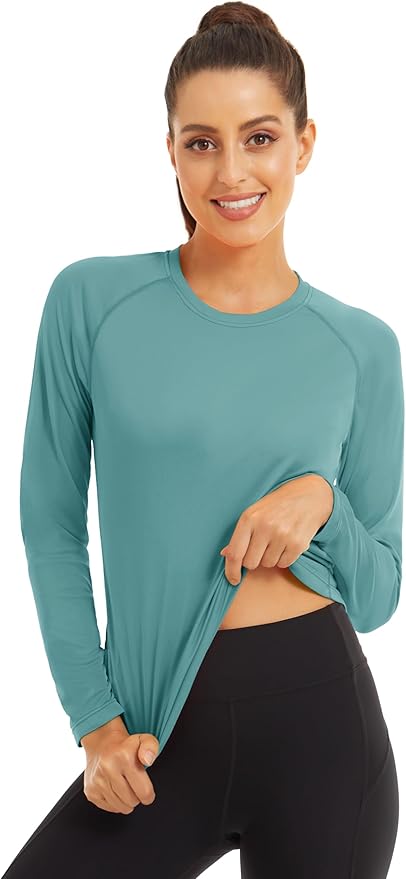 MAGCOMSEN Women's 2 Pack Long Sleeve Shirts UPF 50+ Sun Protection Quick Dry Swim Shirt for Rash