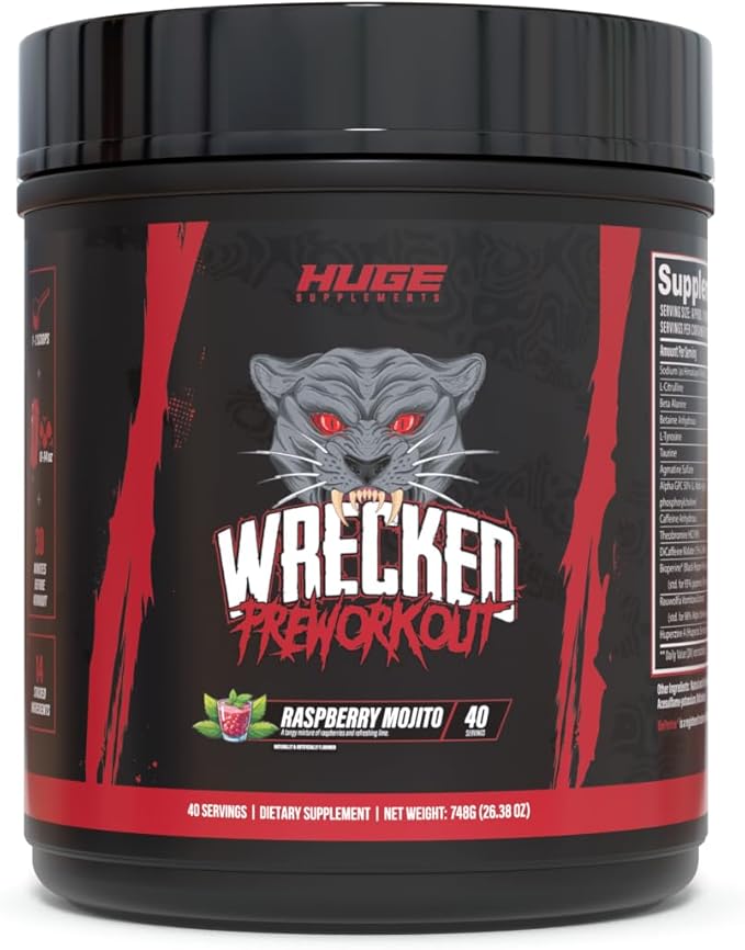 Wrecked Pre Workout, Advanced Formula, Boosts Energy, Focus, Pumps & Performance, 10g L-Citrulline