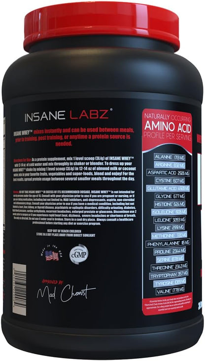 Insane Labz Insane Whey,100% Muscle Building Whey Protein, BCAA Amino Profile, Mass Gainer, Meal