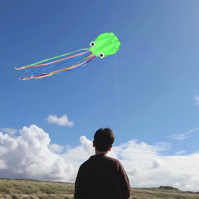 Octopus Kites for Kids & Adults Easy to Fly, 24”x 158” Large Soft Kite Kit for Boys and Girls
