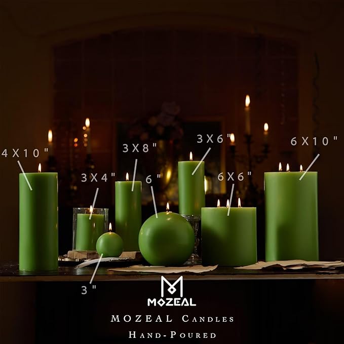 MOZEAL 3" x 4" Hand-Poured Unscented Candle, Dripless Pillar Candle Set of 3, Long Clean Burning