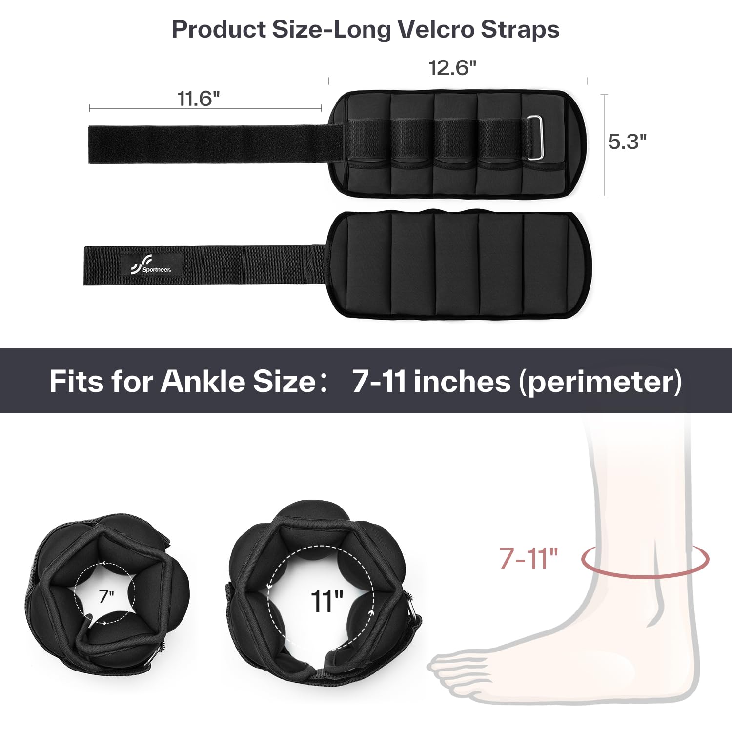 Sportneer Adjustable Ankle Weights, 2-7 lb per Pair, Removable Weights