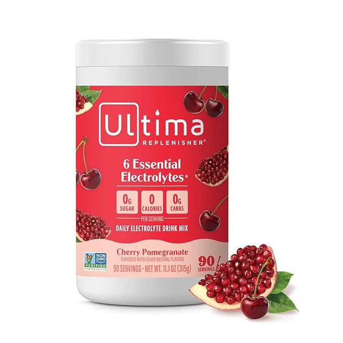 Ultima Replenisher Daily Electrolyte Powder Drink Mix – Sugar Free – Cherry Pomegranate, 90