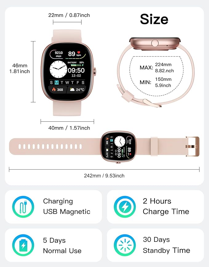 Fitness Tracker 2025 Ver. (Answer/Make Calls), 1.85" Smart Watch Fitness Watches for Women Men with