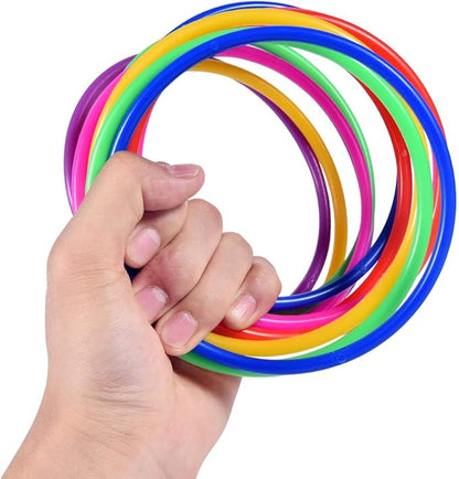 OBTANIM 24 Pcs Plastic Ring Toss Game for Kids and Outdoor Toss Rings for Speed and Agility
