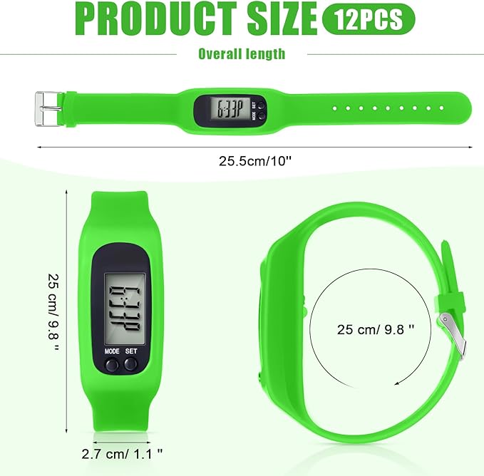 Geyoga 24 Pcs Pedometer for Walking Steps and Miles Pedometer Watch Silicone Steps Tracker Running