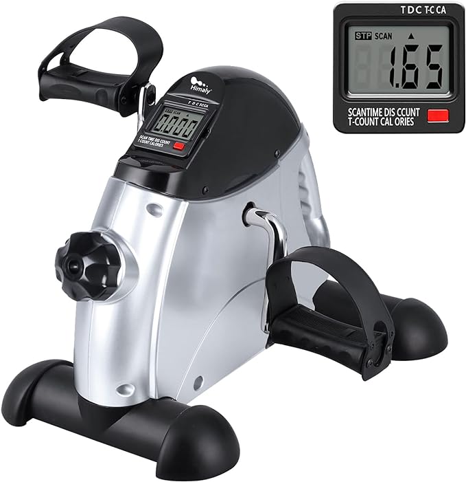 Mini Exercise Bike, himaly Under Desk Bike Pedal Exerciser Portable Foot Cycle Arm & Leg Peddler
