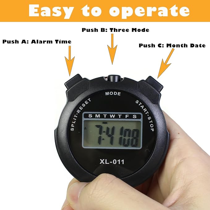 6-Pack Multi-Function Electronic Digital Sport Stopwatch Timer, Large Display with Date Time and