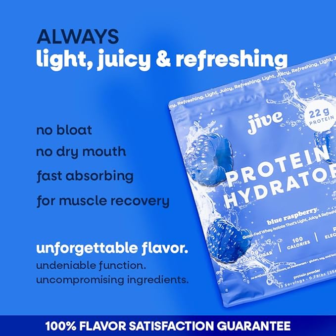 Jive Clear Protein Powder - 22g Grass-Fed Whey Isolate, 13 Servings - Blue Raspberry - 895mg of