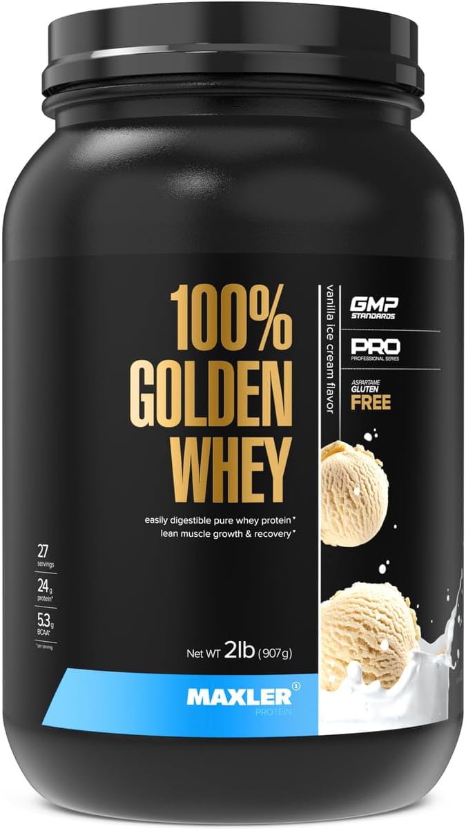 Maxler 100% Golden Whey Protein - 24g of Protein per Serving - Premium Whey Protein Powder for Pre