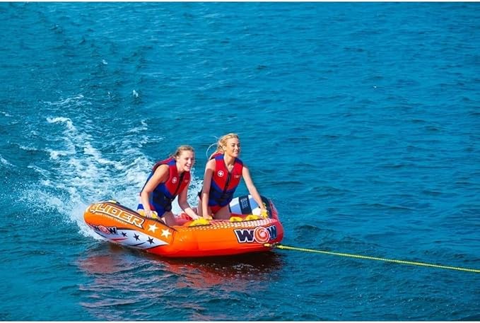 WOW Sports - Glider Inflatable Towable Tube w/ Flex Seating - 1 - 2 Riders - Perfect For Kids &