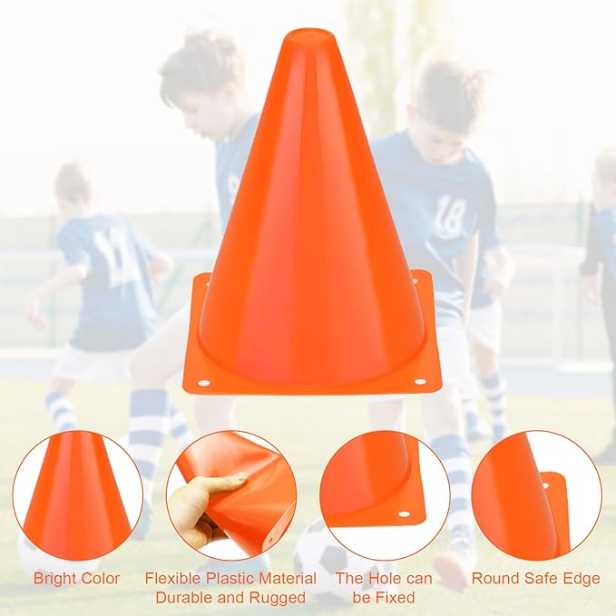 40 Pack Plastic Traffic Cone 7 Inch Small Orange Cones for Sports Soccer Cones Bike Obstacle