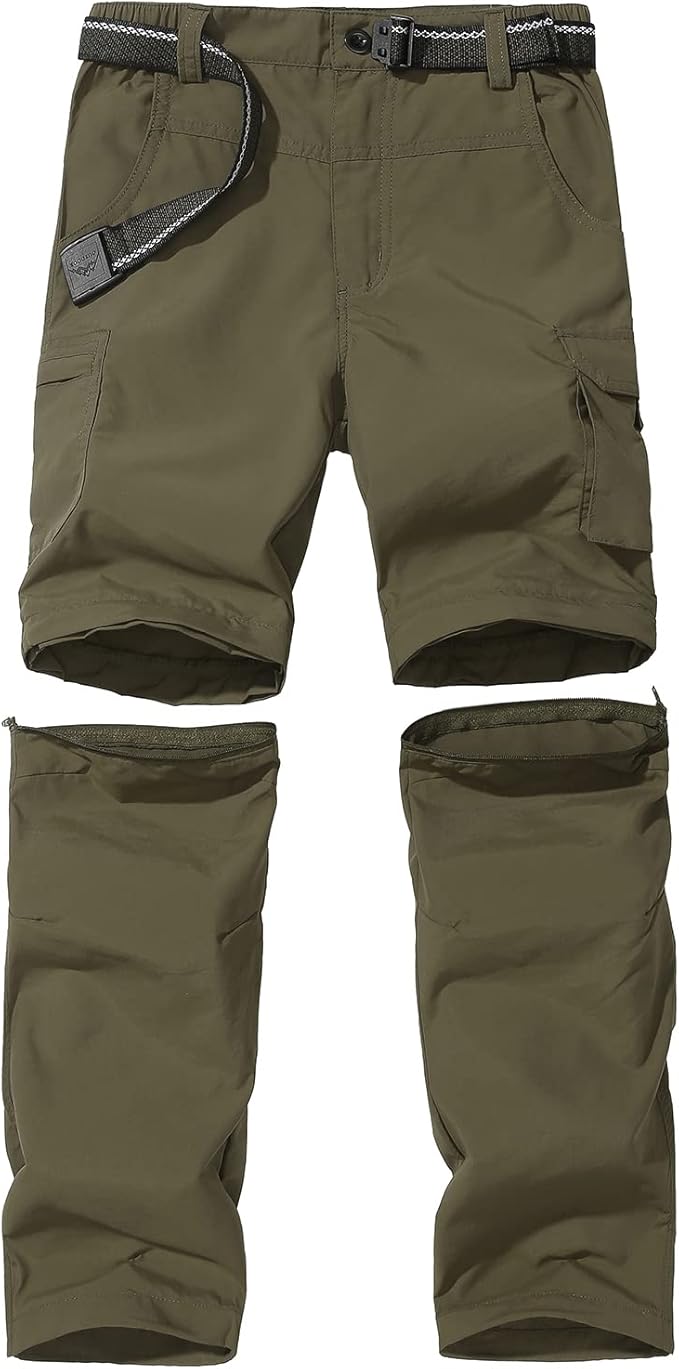 Boy’s Convertible Hiking Pants Lightweight Quick Dry Zip Off Pants for Kids Youth Outdoor UPF 50+