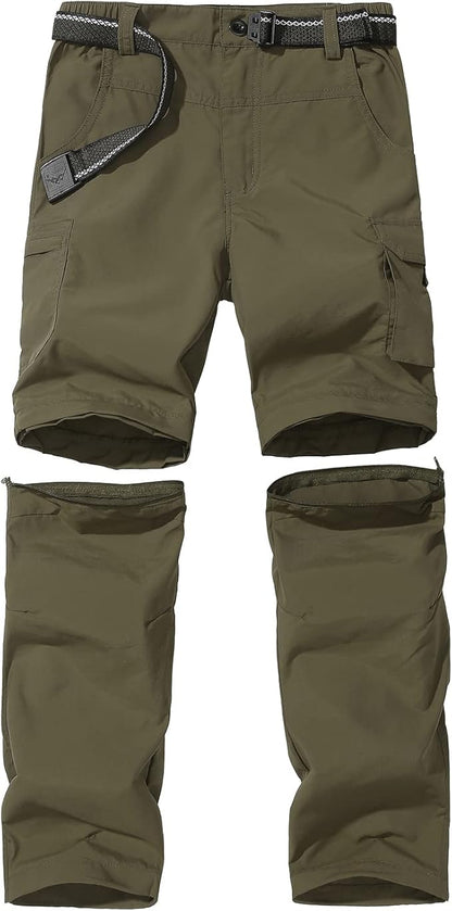 Boy’s Convertible Hiking Pants Lightweight Quick Dry Zip Off Pants for Kids Youth Outdoor UPF 50+