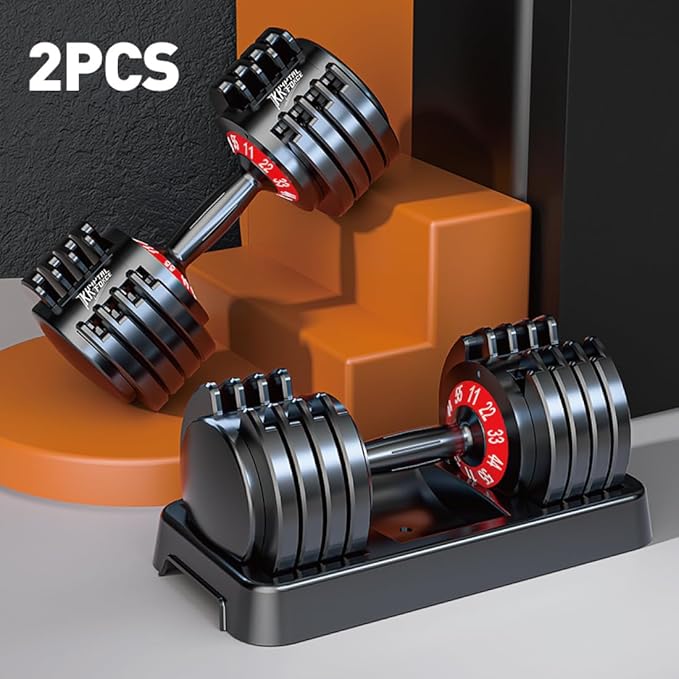 25/55lbs Adjustable Dumbbells Set, Dumbbells with Anti-Slip Metal Handle for Exercise & Fitness